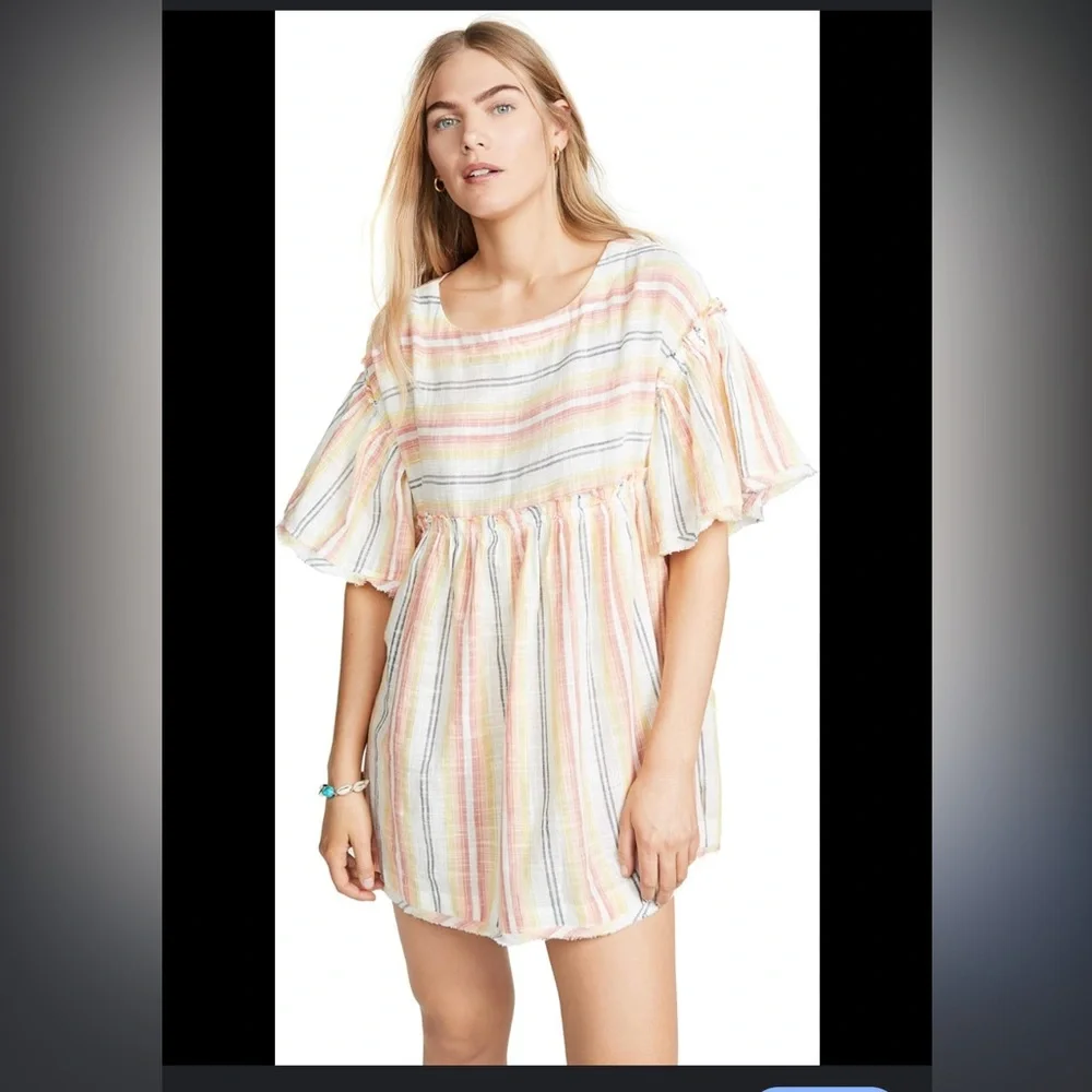 Free People Women's Summer Nights Cotton‎ Dress Yellow Combo Size Small